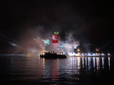 Cracow, Poland - June 4, 2022: Great Dragon Parade. The Great Outdoor Show on the Vistula River.
