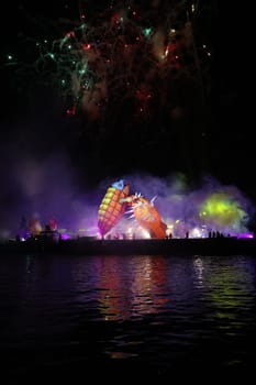 Cracow, Poland - June 4, 2022: Great Dragon Parade. The Great Outdoor Show on the Vistula River.