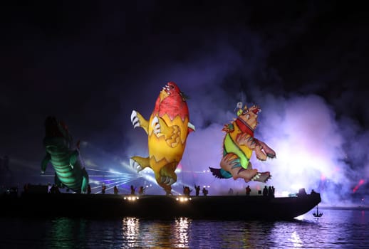 Cracow, Poland - June 4, 2022: Great Dragon Parade. The Great Outdoor Show on the Vistula River.