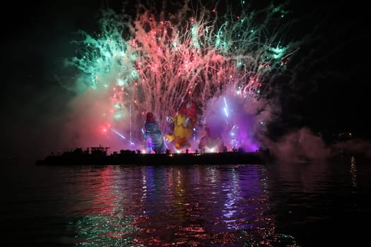 Cracow, Poland - June 4, 2022: Great Dragon Parade. The Great Outdoor Show on the Vistula River.