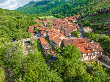 Barcena Mayor, Cantabria, panoramic aerial view considered one of the most beautiful towns in Spain