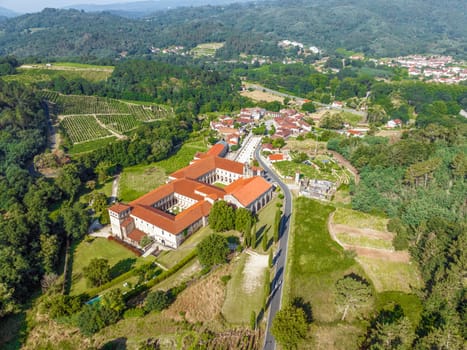 The Monastery of San Clodio de Leiro, del Ribeiro, or Ribadavia, a former Cistercian abbey located in the municipality of Leiro, Orense province, in Galicia, Spain. Panoramic view