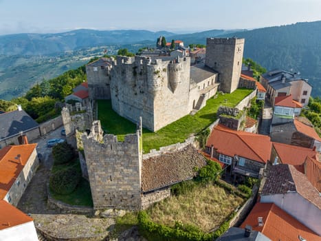 Castro Candelas aerial view Castle, in the province of Ourense. Considered one of the most beautiful towns in Spain