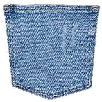 Back pocket of blue jeans, close up