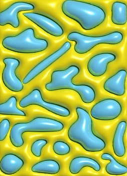 Abstract background with various inflated figures, 3D rendering illustration