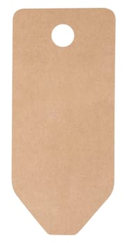 Blank brown rectangular brown paper tag on a white background, template for price, discount