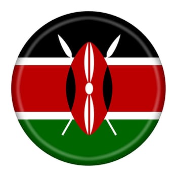 A Kenya flag button 3d illustration with clipping path