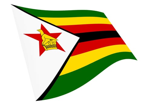 A Zimbabwe waving flag 3d illustration isolated on white with clipping path