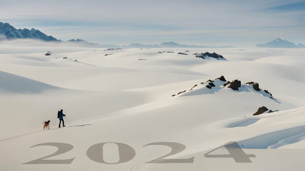 The New year 2024 concept. Text 2024 written on the road in the middle of asphalt road - ai generated