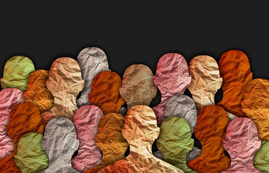 Diversity concept. Diverse group of multiethnic multicultural people silhouette.