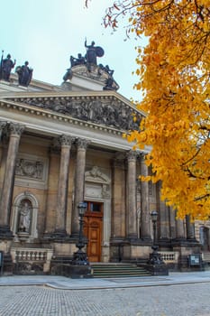 Portal of the Art Gallery in Dresden in autumn, Germany