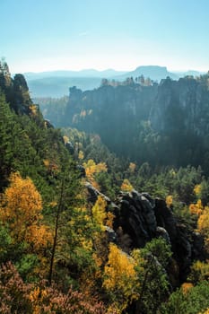 Famous Saxon Switzerland at the Elbe river in Saxony, Germany