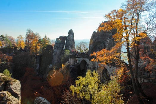 Famous Saxon Switzerland at the Elbe river in Saxony, Germany