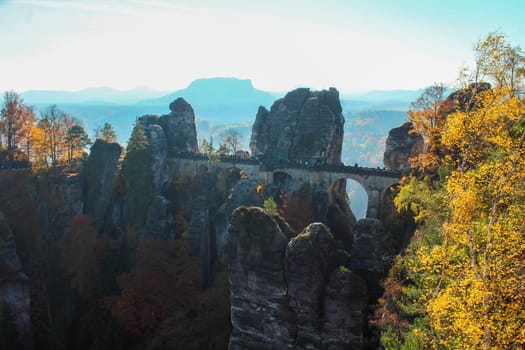 Famous Saxon Switzerland at the Elbe river in Saxony, Germany