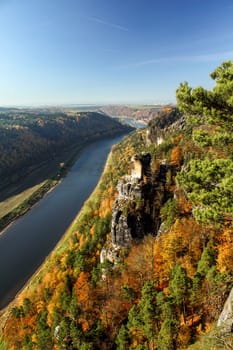 Famous Saxon Switzerland at the Elbe river in Saxony, Germany