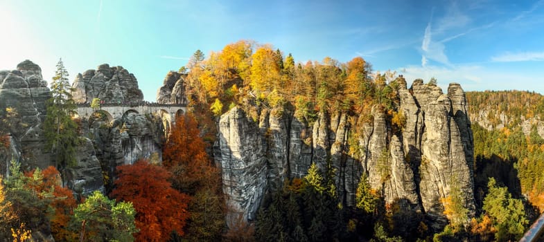 Famous Saxon Switzerland at the Elbe river in Saxony, Germany