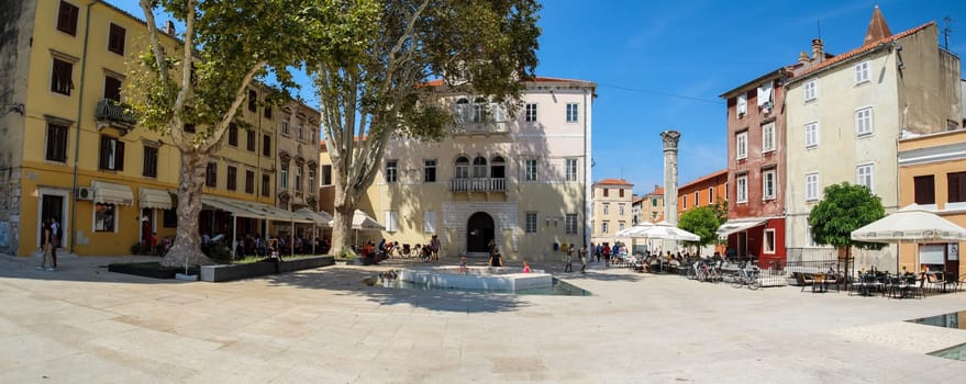 Panorama of Petar Zoranic square in downtown Zadar, Croatia