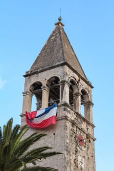 Ancient bell tower of a church in Trogir, Croatia