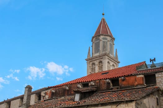 Ancient bell tower of a church in Trogir, Croatia