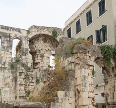 Old ruins of the Roman Deocletian palace in Split, Croatia