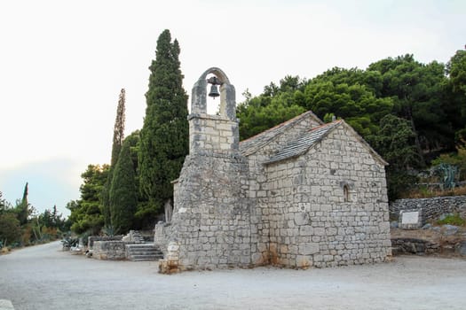 Scenic little chapel Nikola at the Marjan hill in Split, Croatia