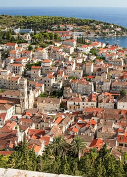 Scenic view from Hvar town, seen from Dr. Josip Avelini Park, Croatia