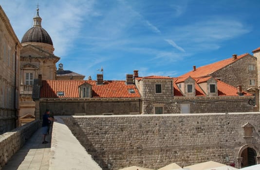 Cupola of the Dubrovnik cathedral, seen from the city wall, Croatia