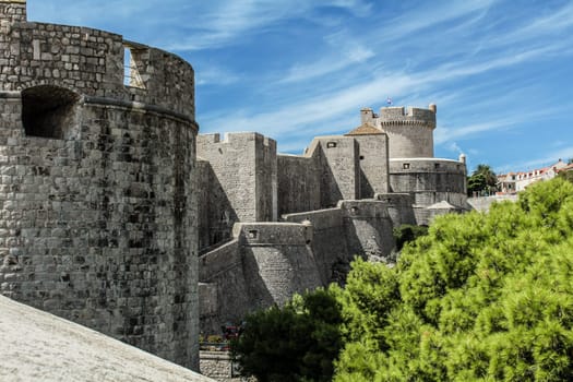 The famous strong city wall of Dubrovnik, Croatia