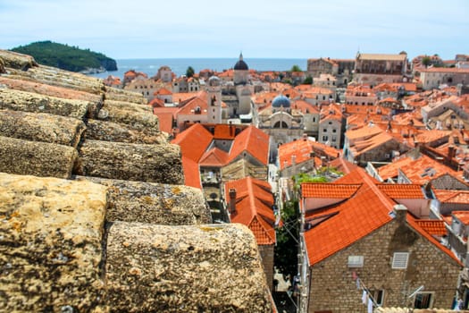Scenic vief from the roofs of downtown Dubrovnik, Croatia