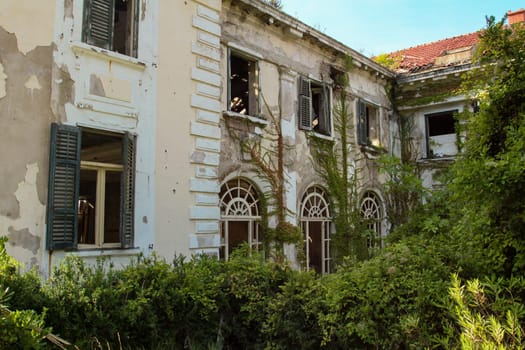 Abandoned former hotel near Dubrovnik in Croatia, left during Jugoslavian war 1991