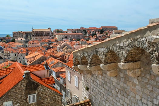 Scenic vief from the roofs of downtown Dubrovnik, Croatia