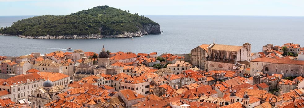 Scenic vief from the roofs of downtown Dubrovnik, Croatia
