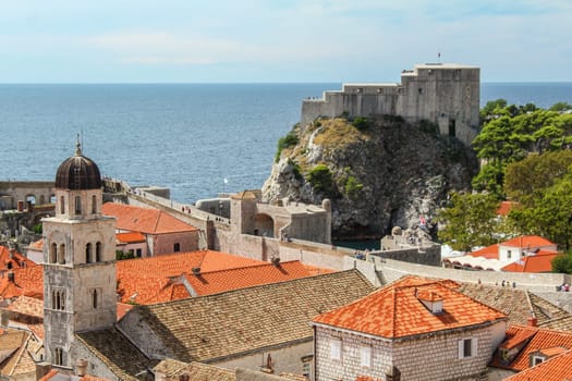 Scenic vief from the roofs of downtown Dubrovnik, Croatia