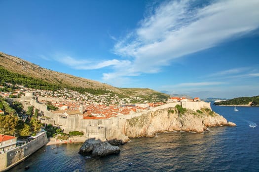 Skyline of downtown Dubrovnik, seen from the Lovrijenac fortress, Croatia