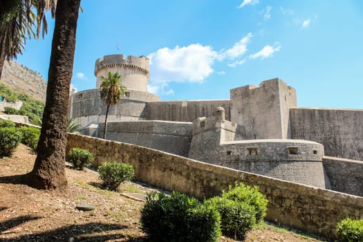 The famous strong city wall of Dubrovnik, Croatia