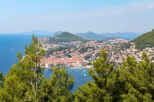 Skyline of downtown Dubrovnik, seen from a viepoint in the East, Croatia
