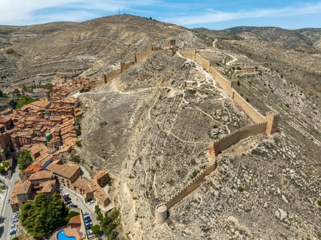 Detail of the walls of Albarracin, province of Teruel listed as beautiful towns of Spain