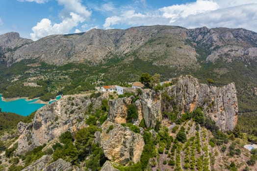 Panoramic aerial view from the Castle of Guadalest province of Alicante listed as beautiful towns of Spain