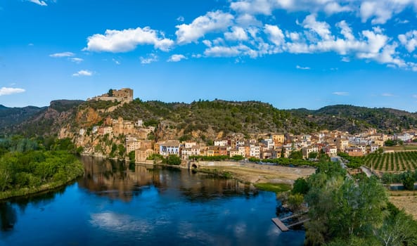 Miravet village and Ebro river. Province of Tarragona. Spain. Miravet is one of the most charming village in Catalonia