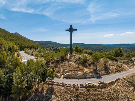 viewpoint of the cross Rubielos De Mora province of Teruel listed as beautiful villages of Spain