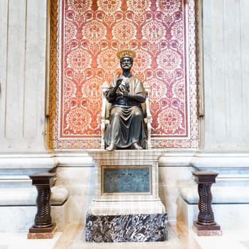 Vatican City, St Peter Basilica - March 2023: St Peter statue located in the Basilica interior