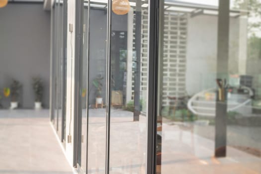 Office building housing multiple departments, stock photo