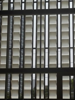 Office building housing multiple departments, stock photo