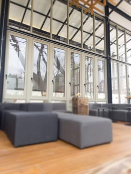 Office building housing multiple departments, stock photo