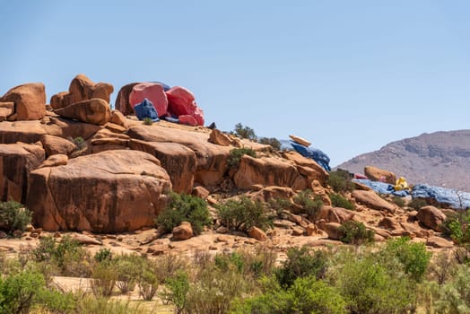 Famous painted rocks in the Tafraoute valley in South Morocco