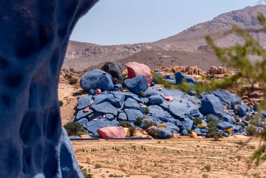 Famous painted rocks in the Tafraoute valley in South Morocco