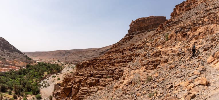 Panoramic view of famous Amtoudi gorge in the Anti-Atlas mountains, Morocco