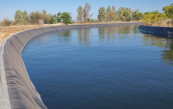 Orellana Irrigation canal crossing Vegas Altas del Guadiana, Badajoz, Extremadura, Spain