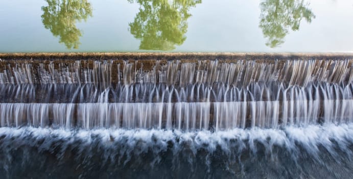 Spillway system of Orellana Irrigation canal. Vegas Altas del Guadiana, Badajoz, Extremadura, Spain