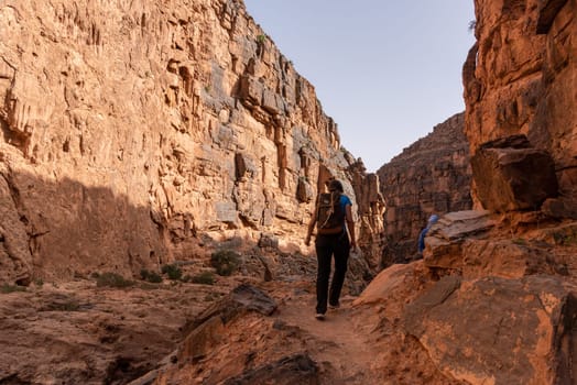 Hiking through the iconic Amtoudi canyon in the Anti-Atlas, Morocco